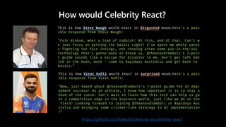How would Celebrity React?
https://github.com/NileshGule/how-would-they-react
 