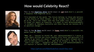 How would Celebrity React?
https://github.com/NileshGule/how-would-they-react
 