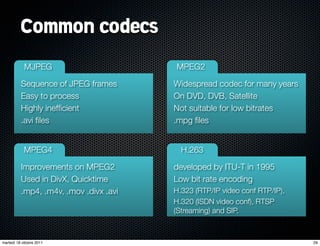 Common Codecs Codecs and multimedia formats | PDF