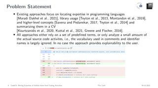 CodeCV - Mining Expertise of GitHub Users from Coding Activities ...