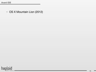 Avant iOS



    ‣   OS X Mountain Lion (2012)




                                    16
 
