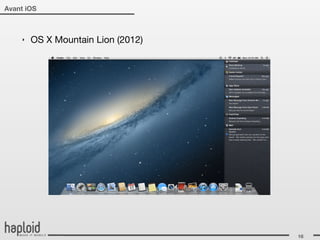 Avant iOS



    ‣   OS X Mountain Lion (2012)




                                    16
 