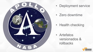 • Deployment service
• Zero downtime
• Health checking
• Artefatos
versionados &
rollbacks
 