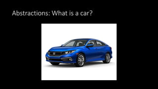 Abstractions: What is a car?
 