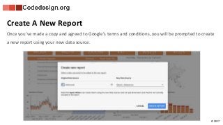 © 2017
Create A New Report
Once you’ve made a copy and agreed to Google’s terms and conditions, you will be prompted to create
a new report using your new data source.
 