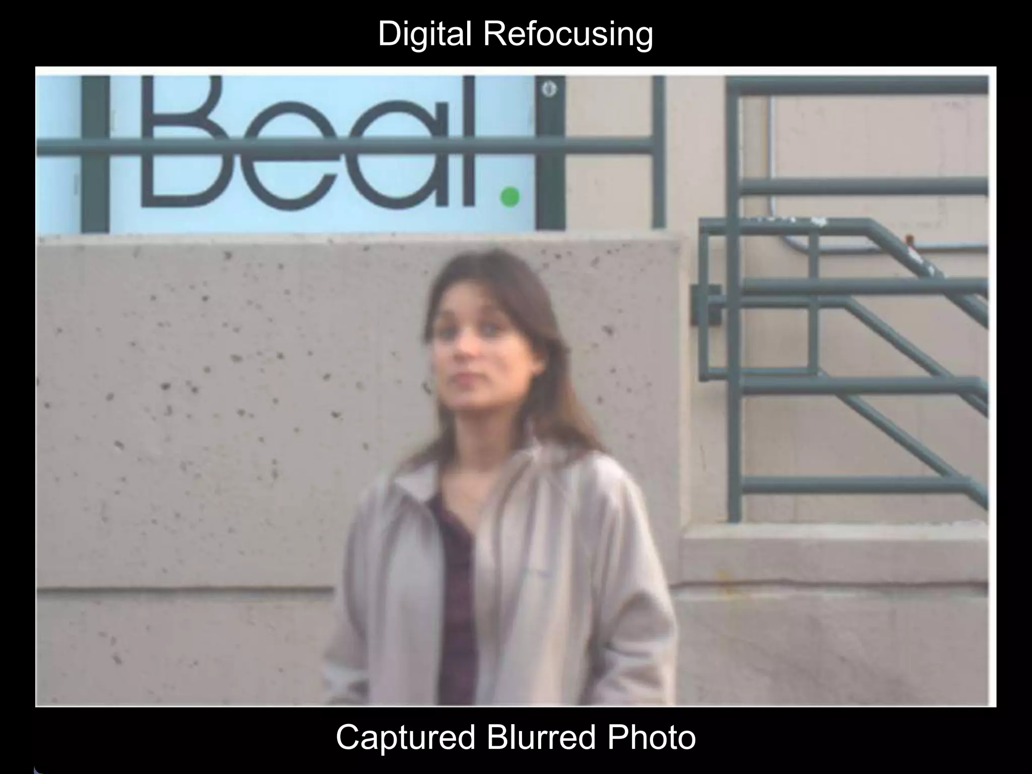 Digital Refocusing

Captured Blurred Photo

 