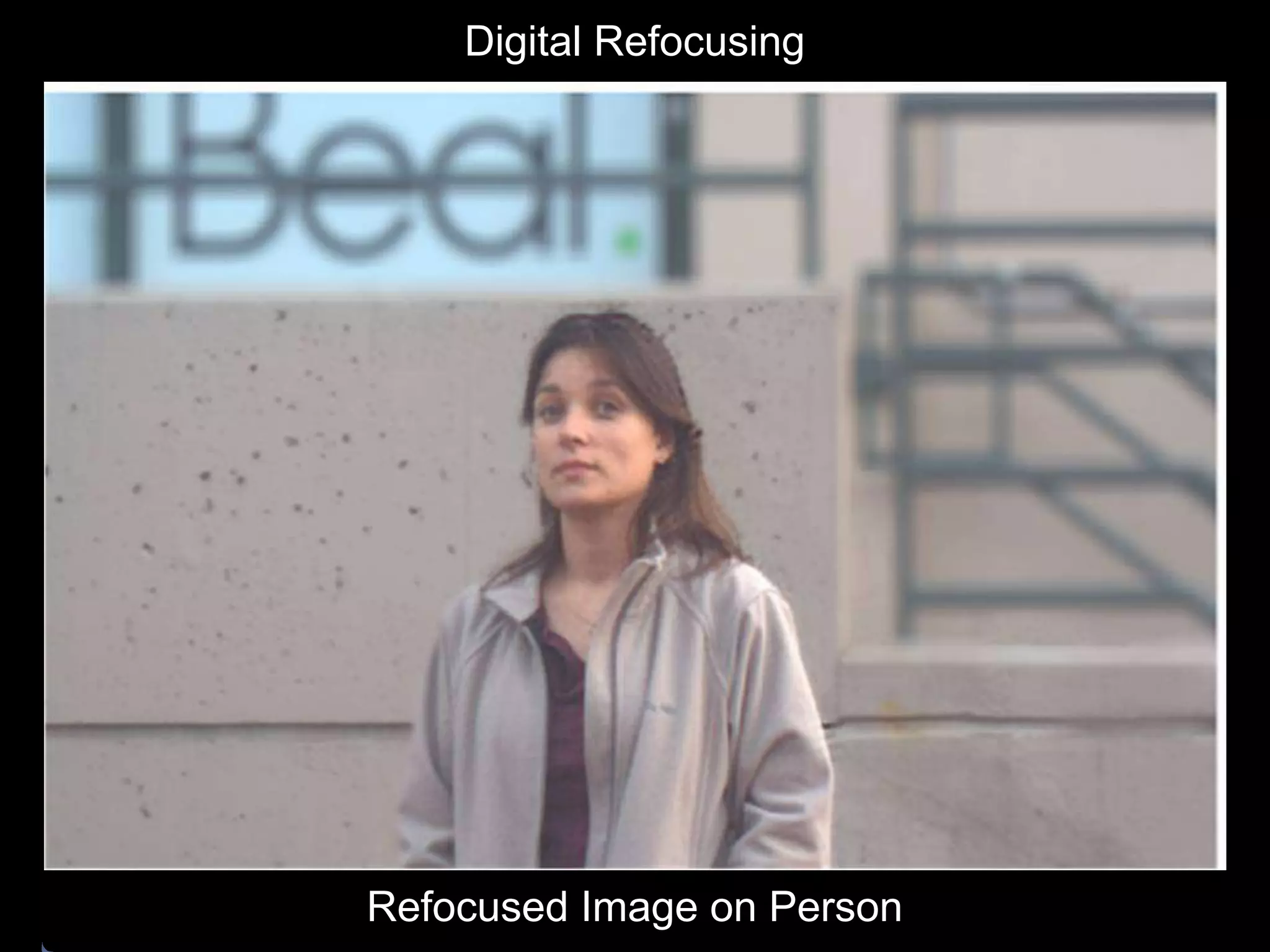 Digital Refocusing

Refocused Image on Person

 