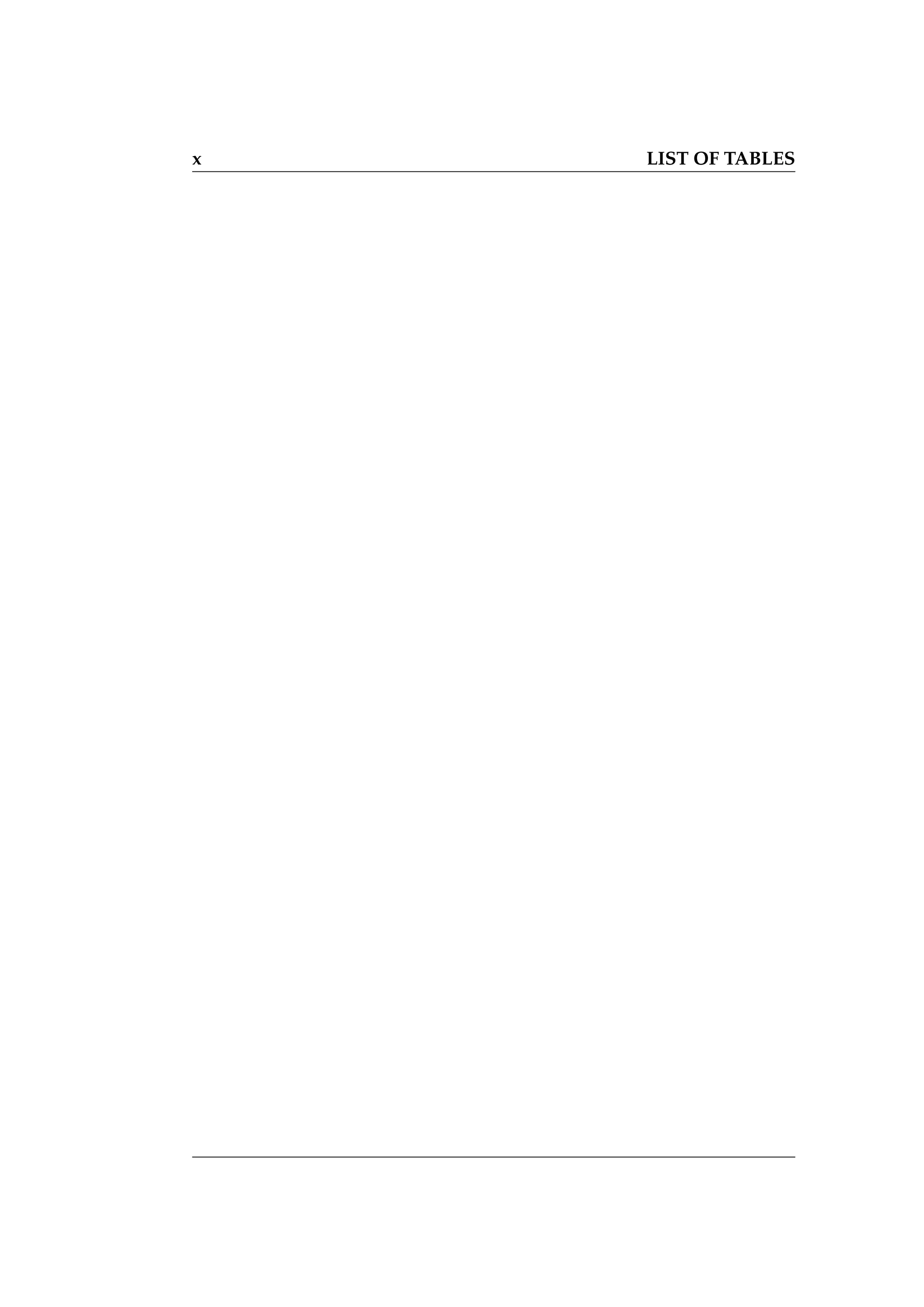 x LIST OF TABLES
 