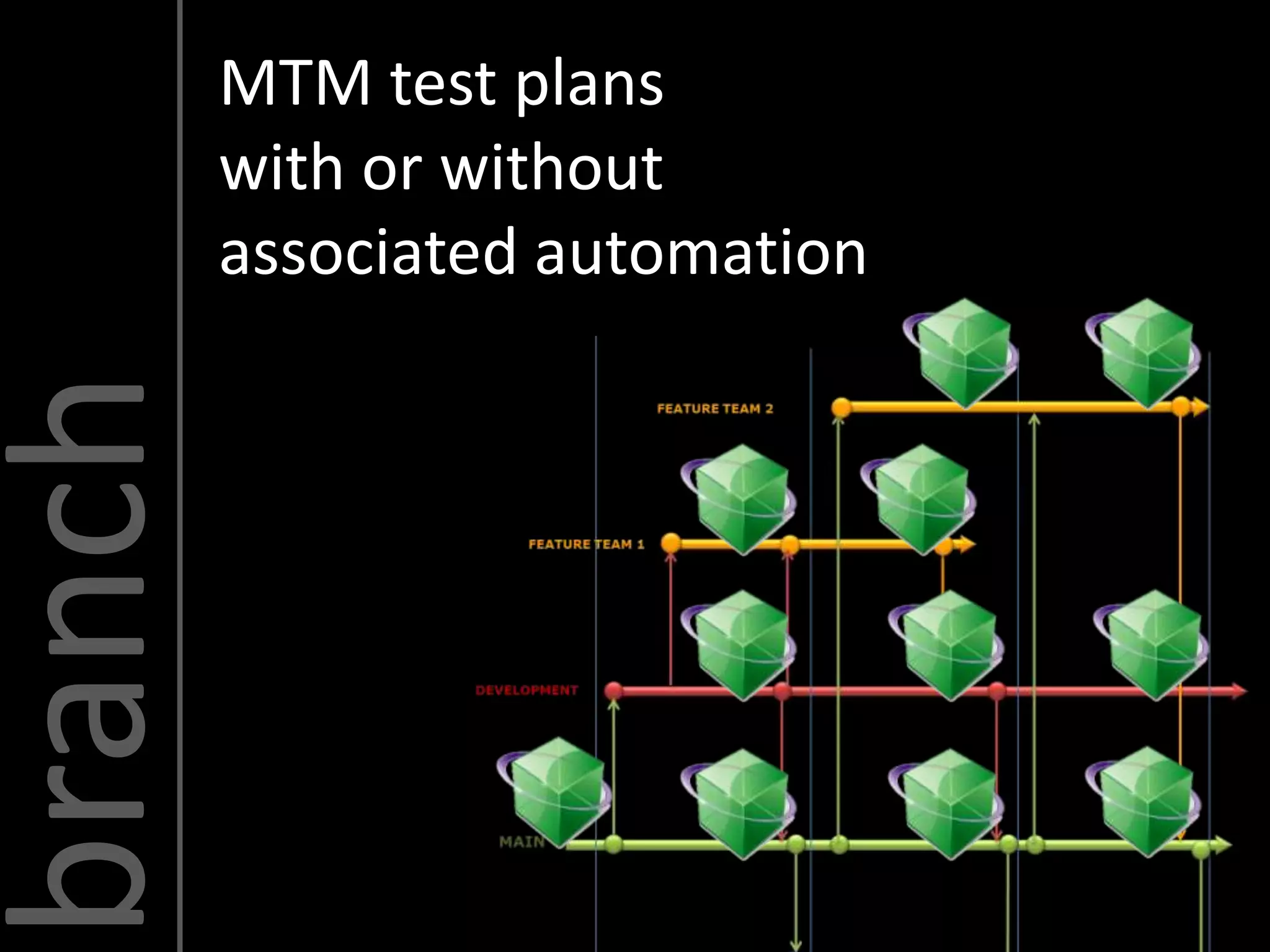 MTM test plans
         with or without
         associated automation
branch
 