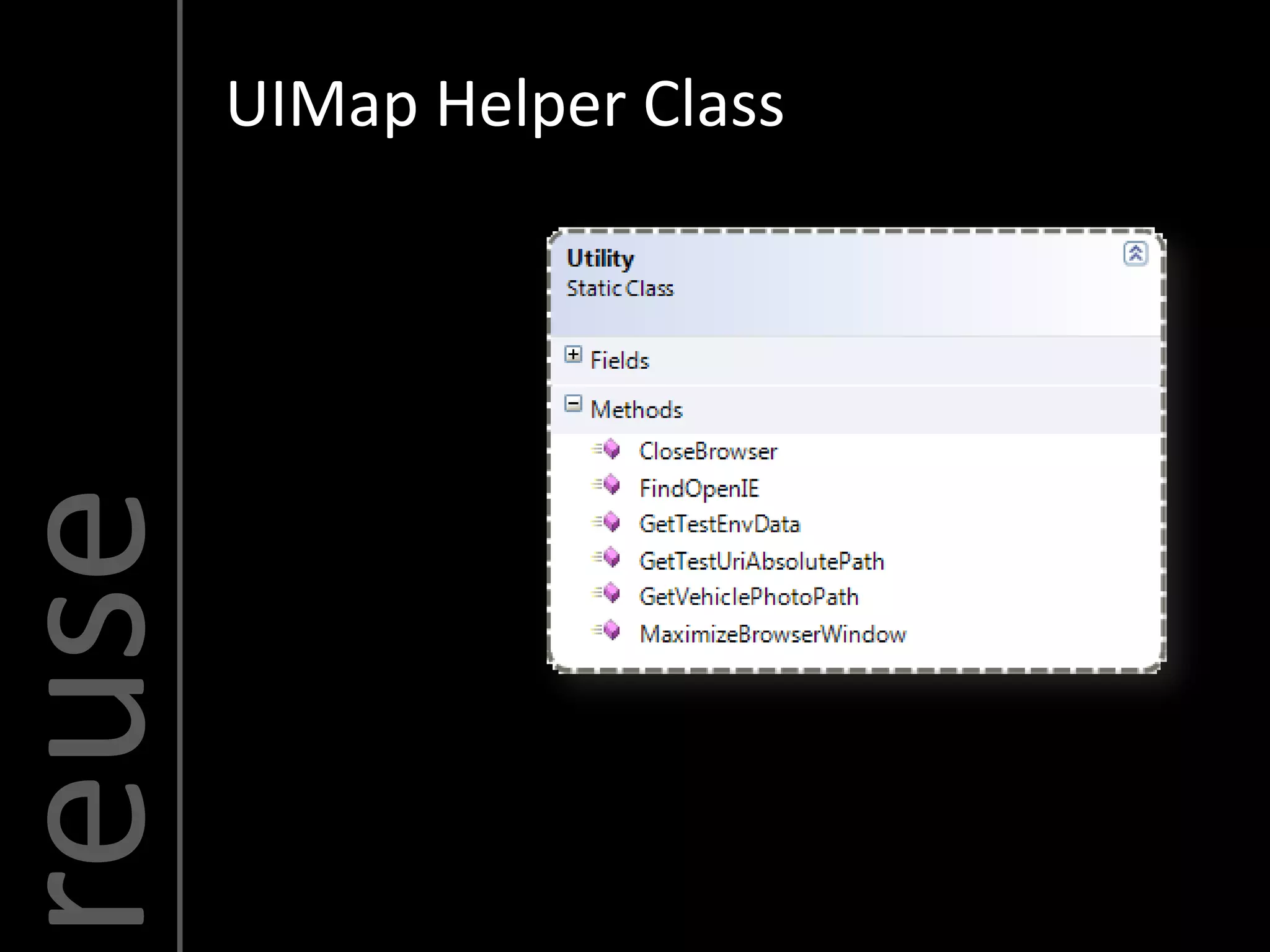 reuse   UIMap Helper Class
 