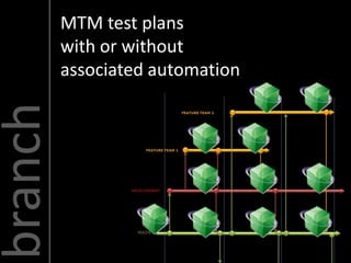 MTM test plans
         with or without
         associated automation
branch
 