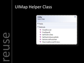 reuse   UIMap Helper Class
 