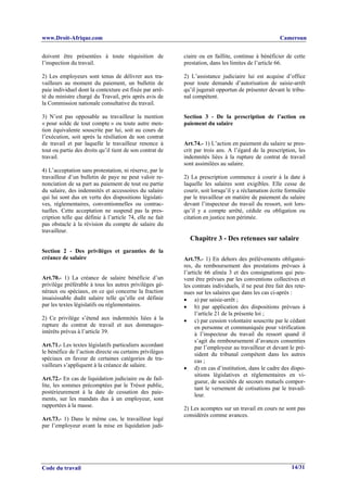 Code du travail cameroun