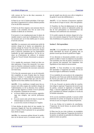 Code du travail cameroun