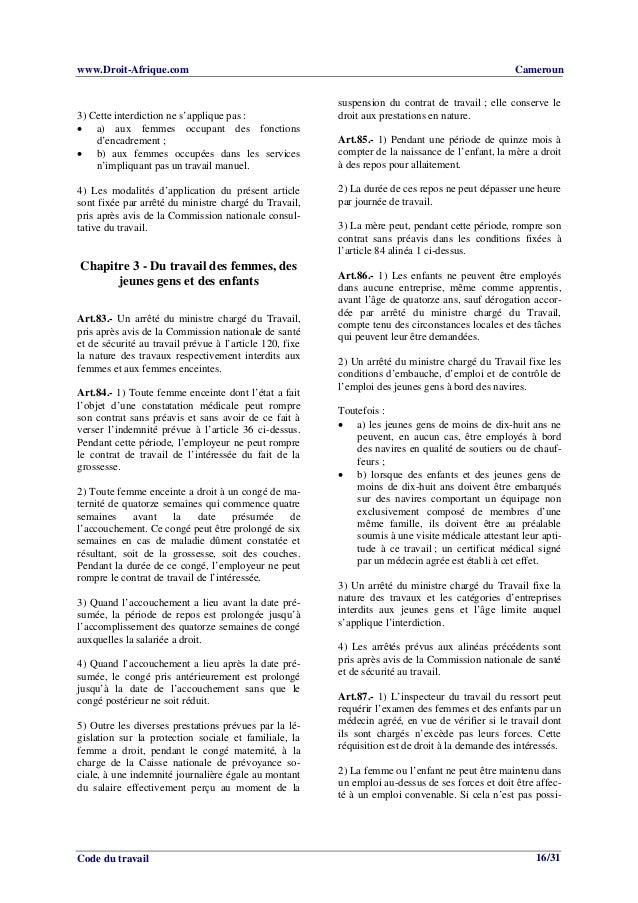Code du travail cameroun