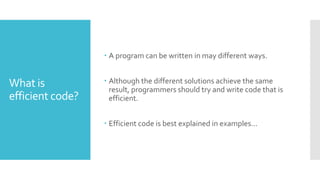 N5 Code Efficiency | PPTX