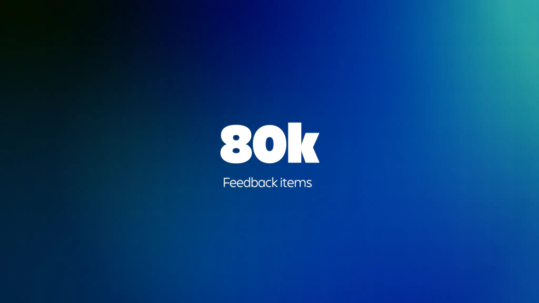 80k
Feedback items
 