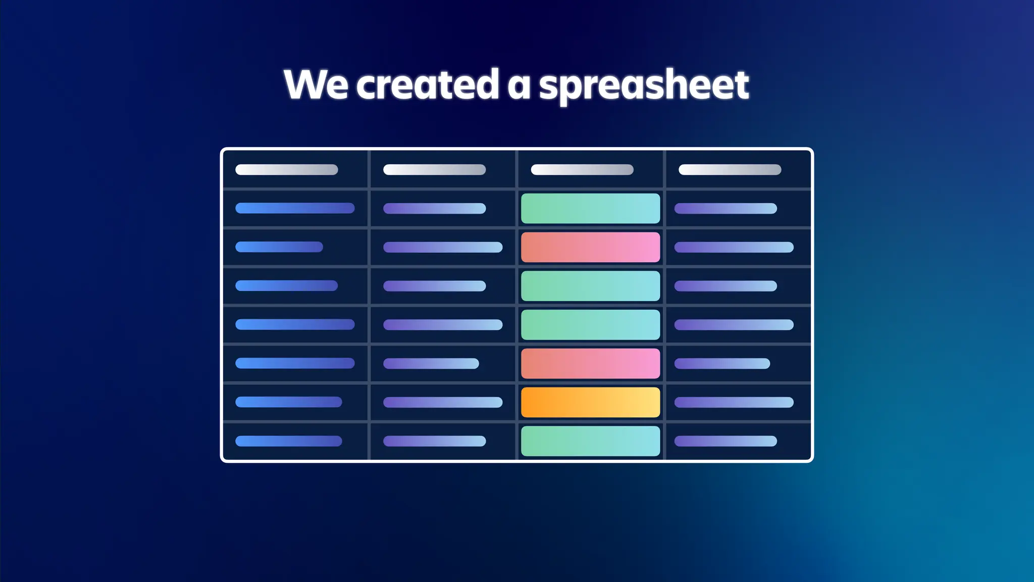 We created a spreasheet
 