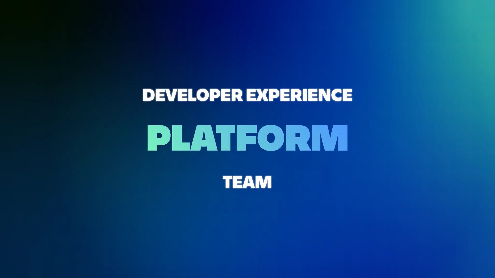 DEVELOPER EXPERIENCE
PLATFORM
TEAM
 