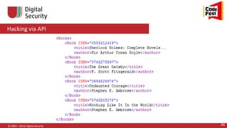 Hacking via API
© 2002—2014, Digital Security 44
 