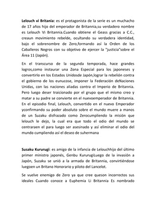Code Geass Transcript Code geass | DOCX
