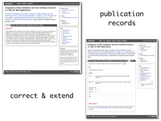 publication
                     records




correct & extend
 