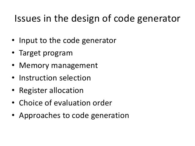 Code Generation Issues In Compiler Design Richpassa