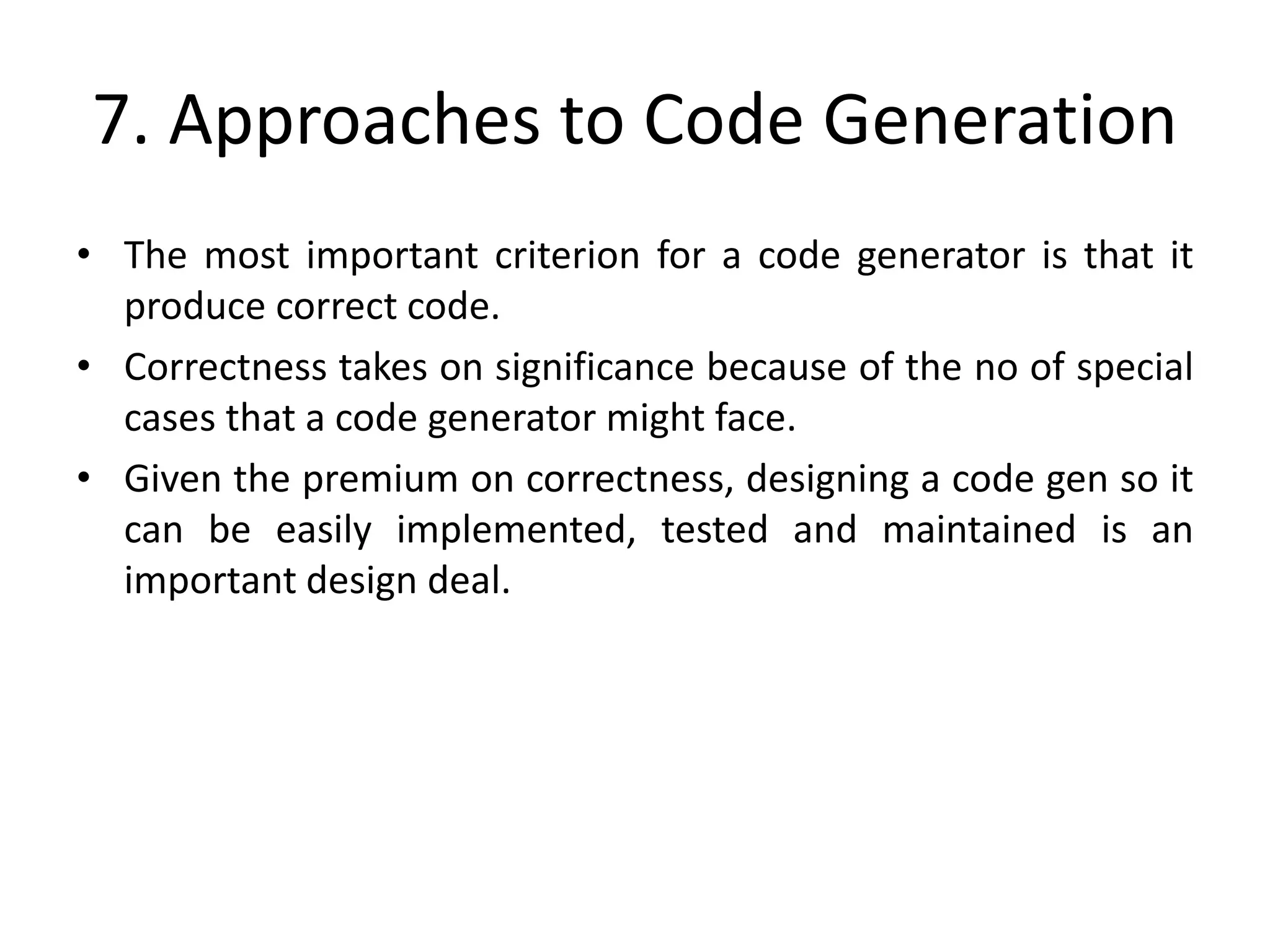 Code Generation | PPTX | Programming Languages | Computing