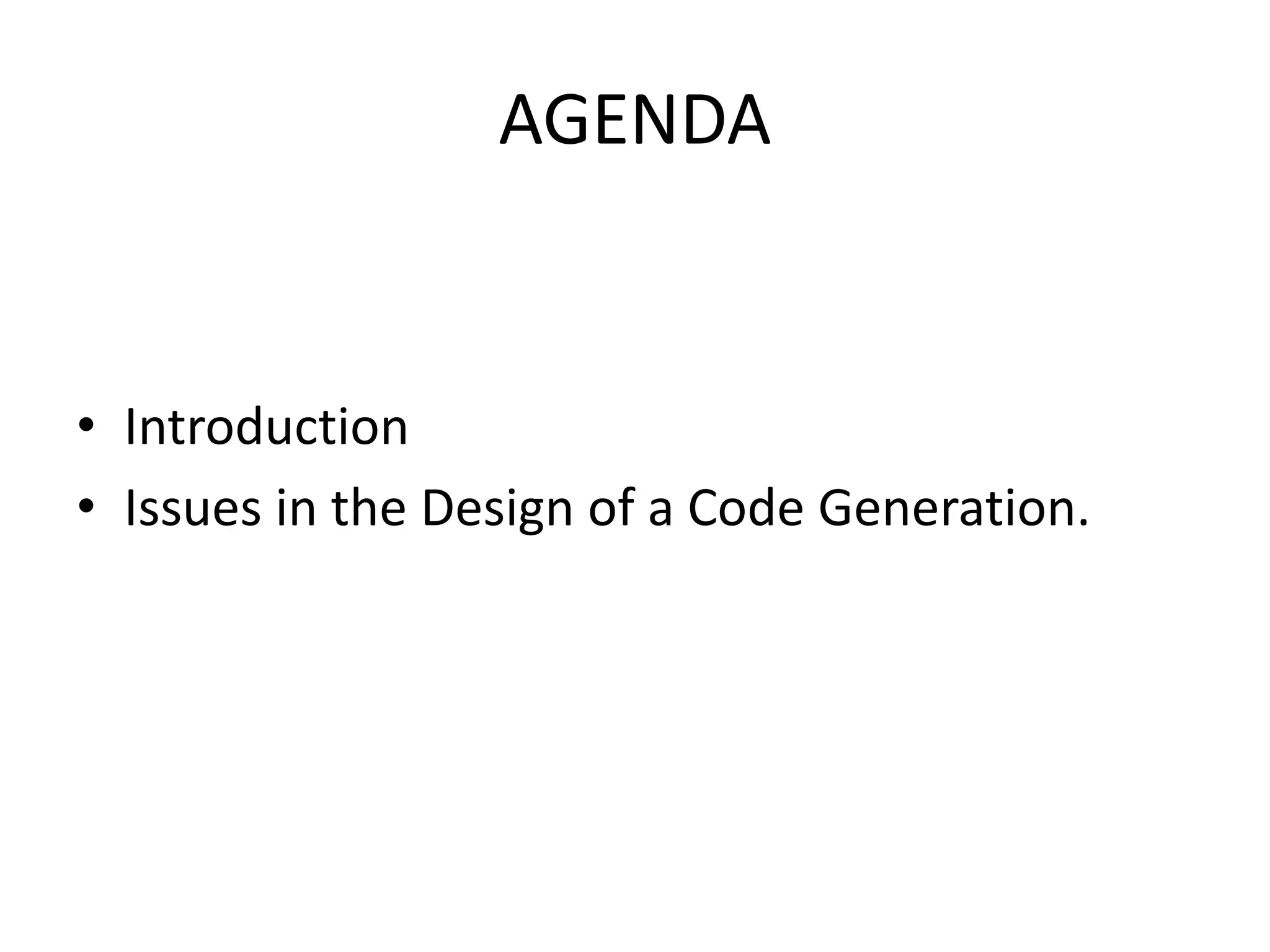 Code Generation | PPTX | Programming Languages | Computing