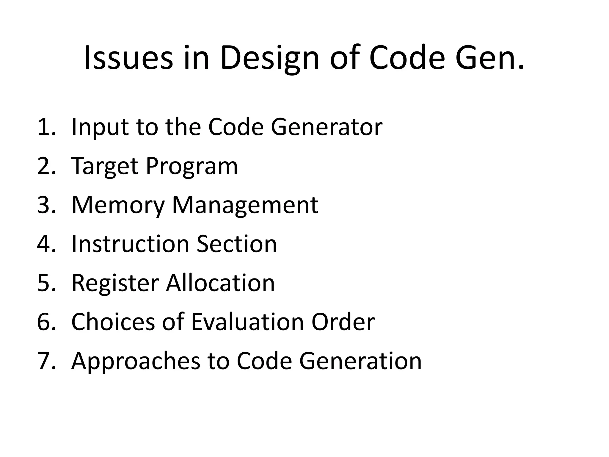 Code Generation | PPTX | Programming Languages | Computing