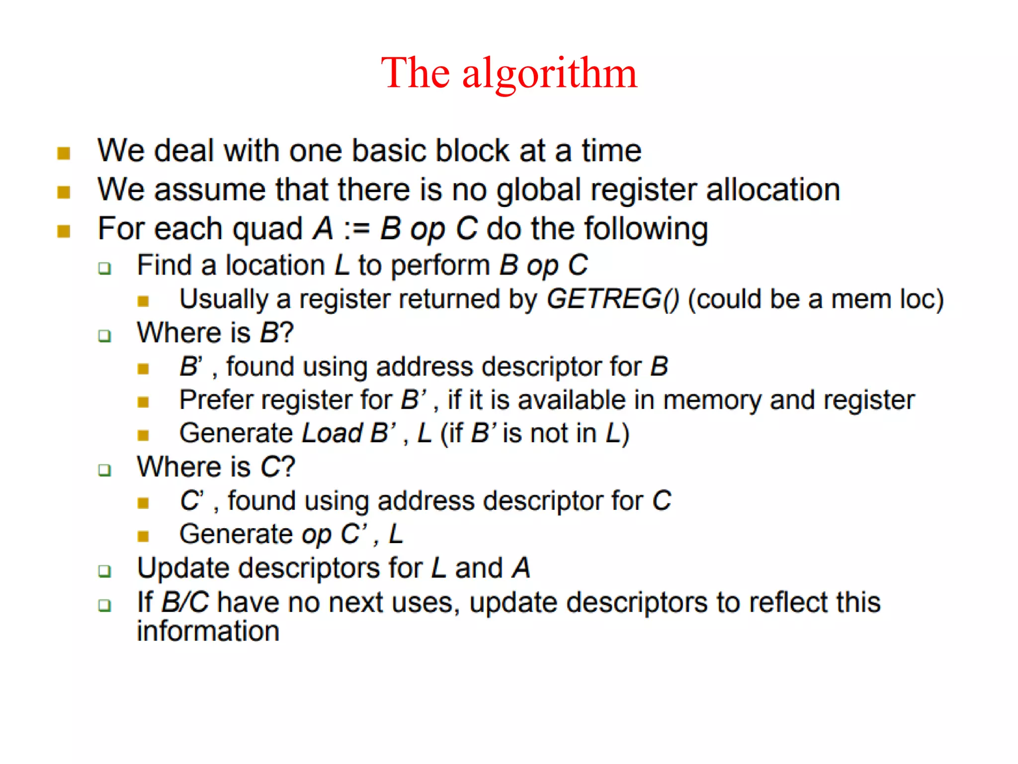 The algorithm
 