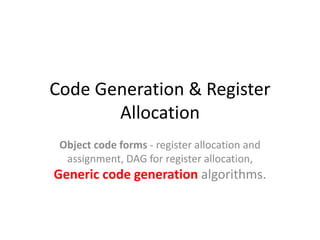 Code generation in Compiler Design | PPT