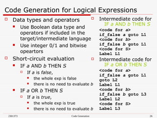 CODE GENERATION PHASE COMPILER DESIGN.ppt