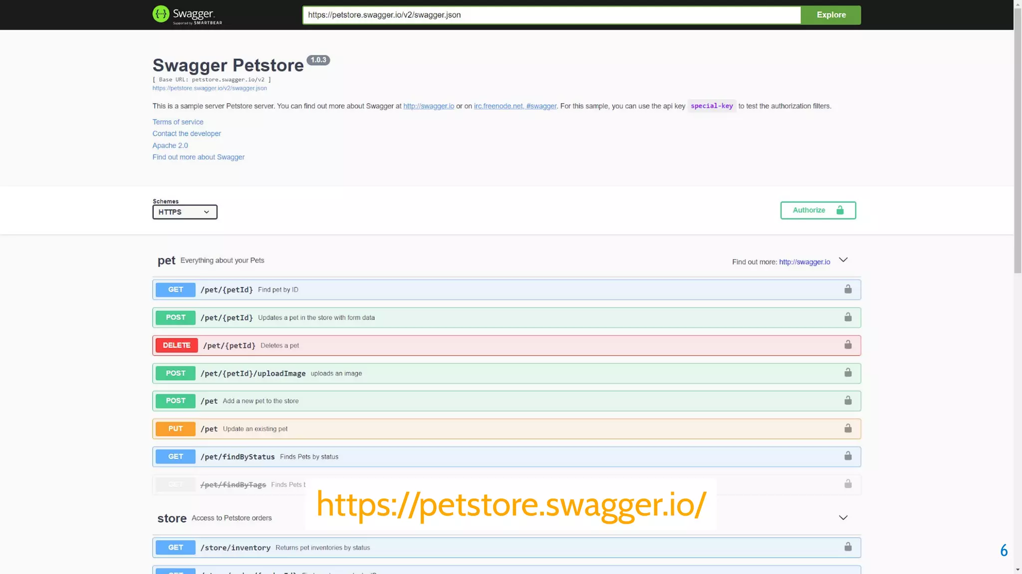 6 https://petstore.swagger.io/ 