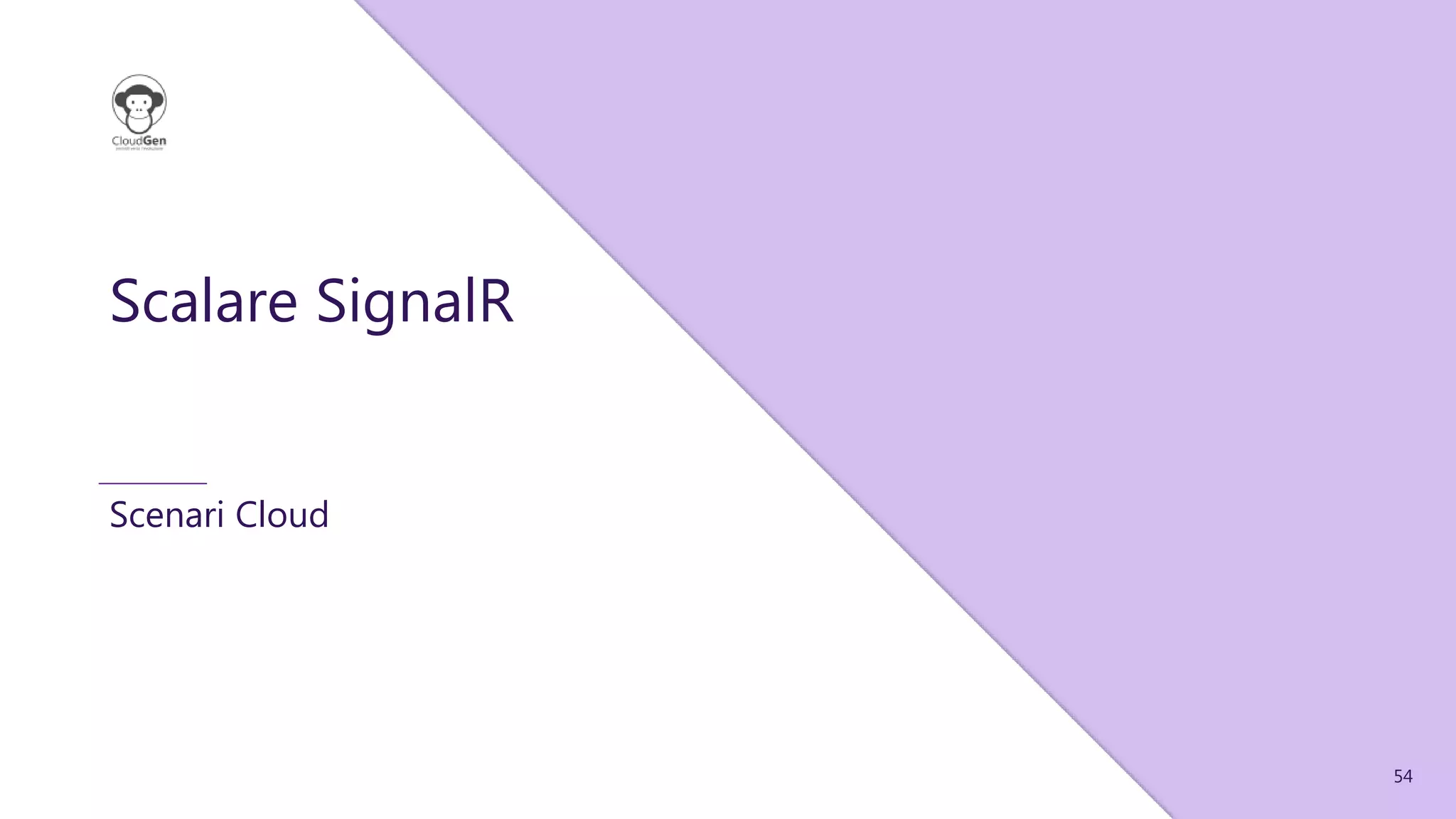 54
Scalare SignalR
Scenari Cloud
 