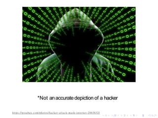 *Not anaccuratedepiction of a hacker
https://pixabay.com/phot os/ hacker -attack-mask-internet-2883632/
 