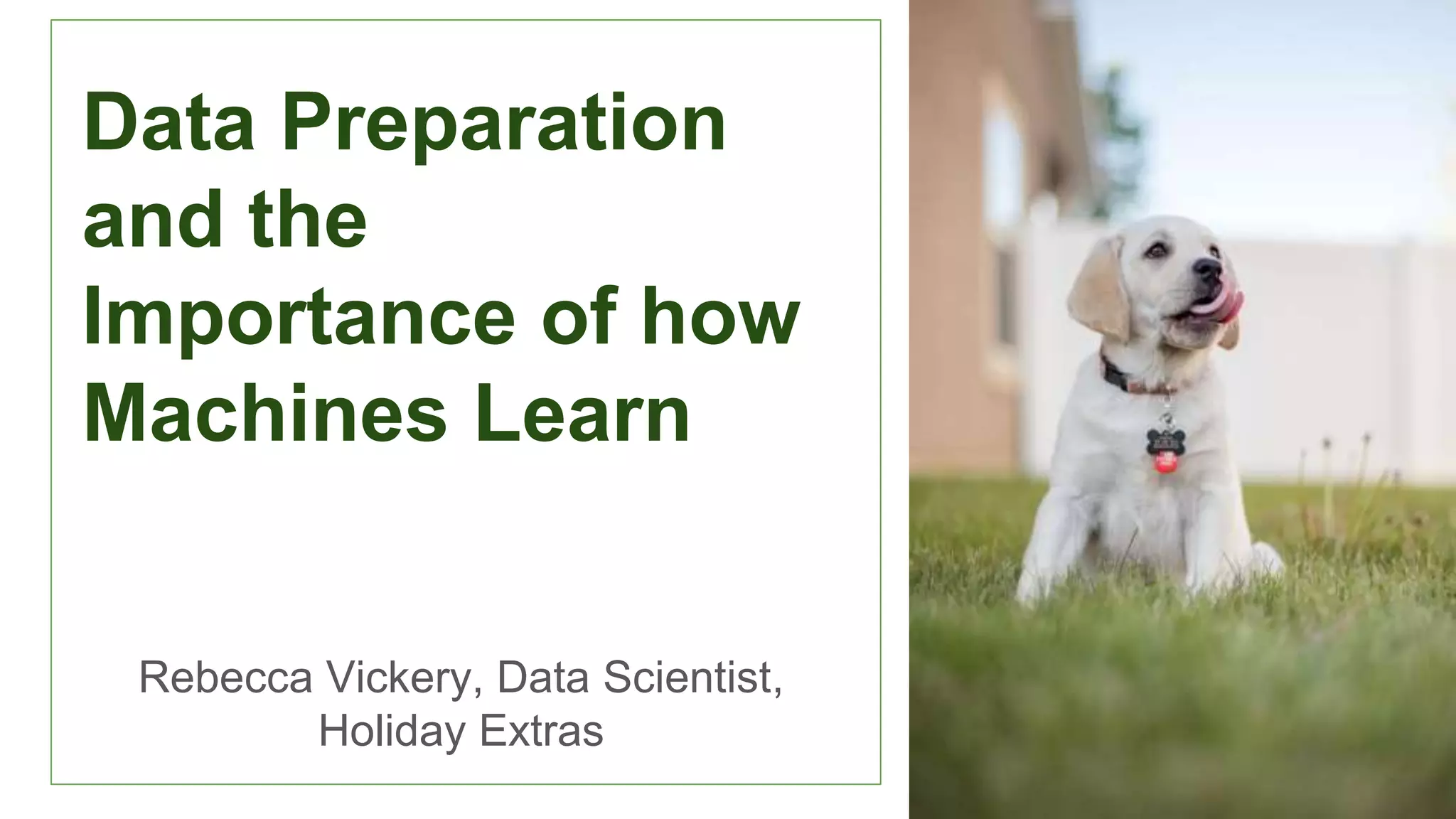 Data Preparation
and the
Importance of how
Machines Learn
Rebecca Vickery, Data Scientist,
Holiday Extras
 