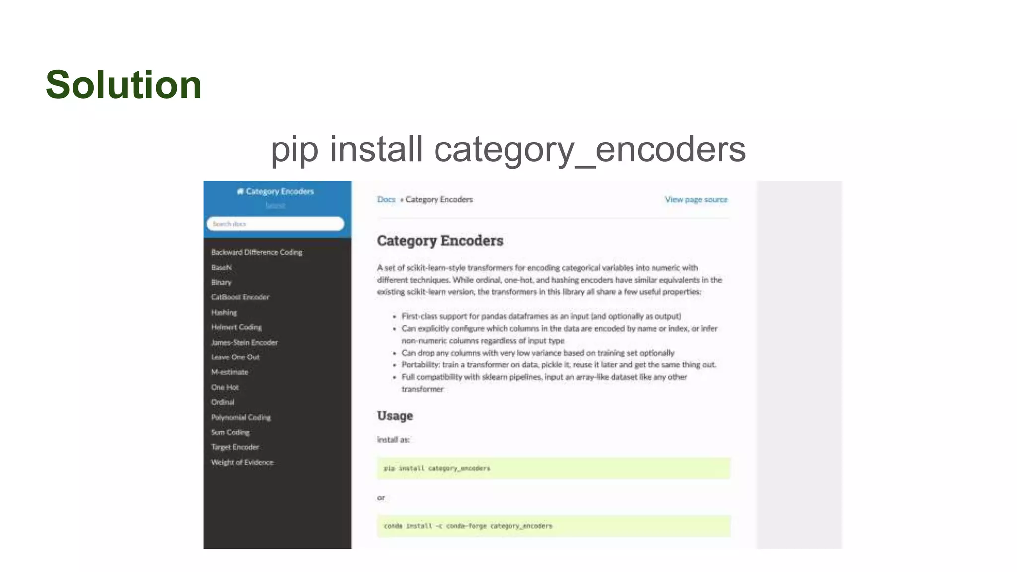 Solution
pip install category_encoders
 