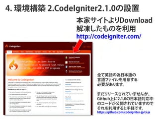 4. hB 2.ǻԾٱ2.1.0
               ҥȤDownload
               Τ
               http://codeigniter.com/




                      
                      ȫӢZΞձZ
                       Z ե        
                       Ҫ    
                      
                         `          
                      G i t h u b   2 .1 .0    Z    
                        `   _         
                              X            
                      https://github.com/codeigniter-jp/ci-ja
 
