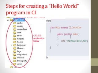 Steps for creating a “Hello World”
program in CI
 