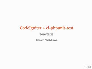 CodeIgniter + ci-phpunit-test
2016/05/28
Tetsuro Yoshikawa
1 / 64
 