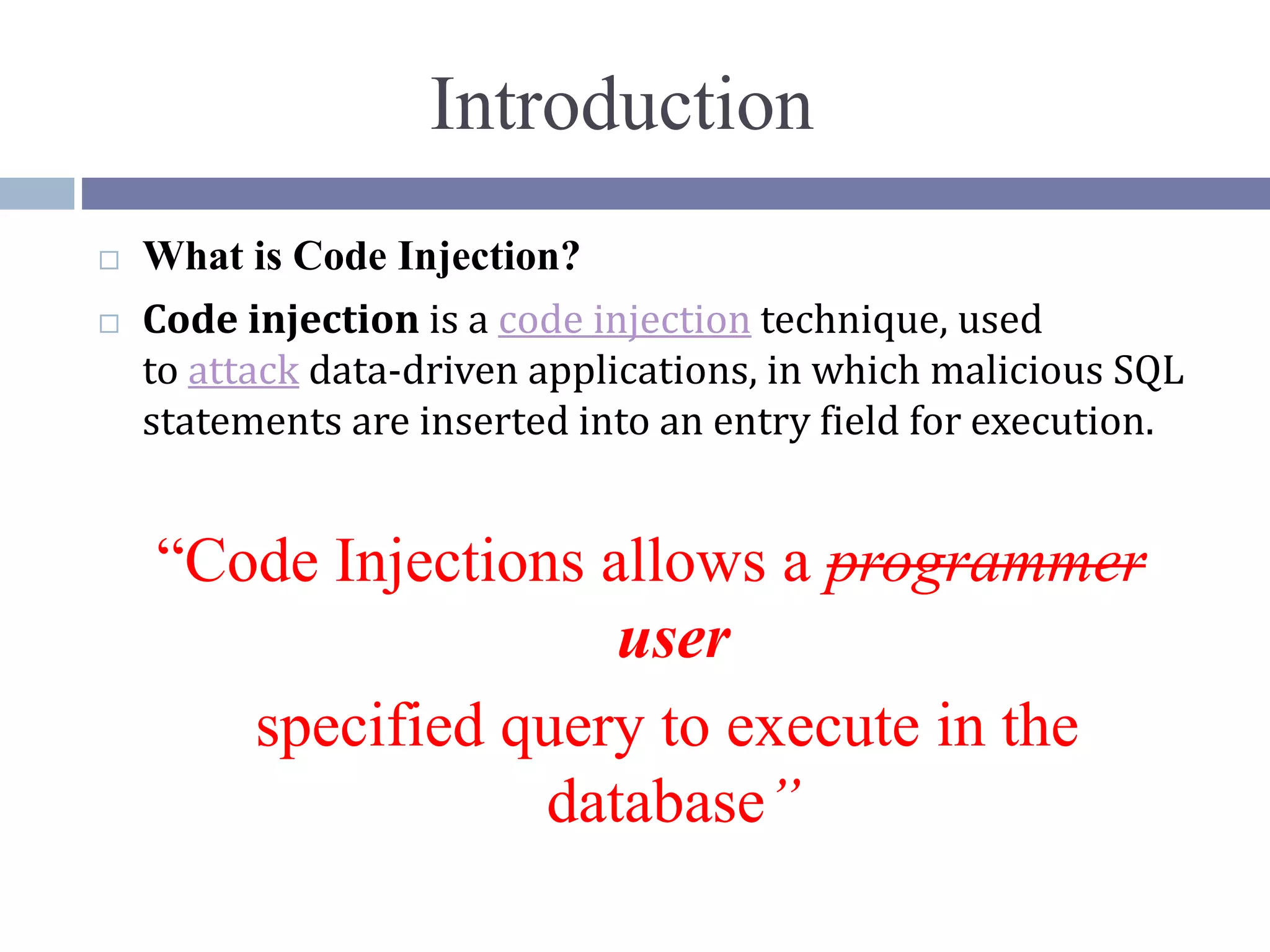 Code injection | PPTX