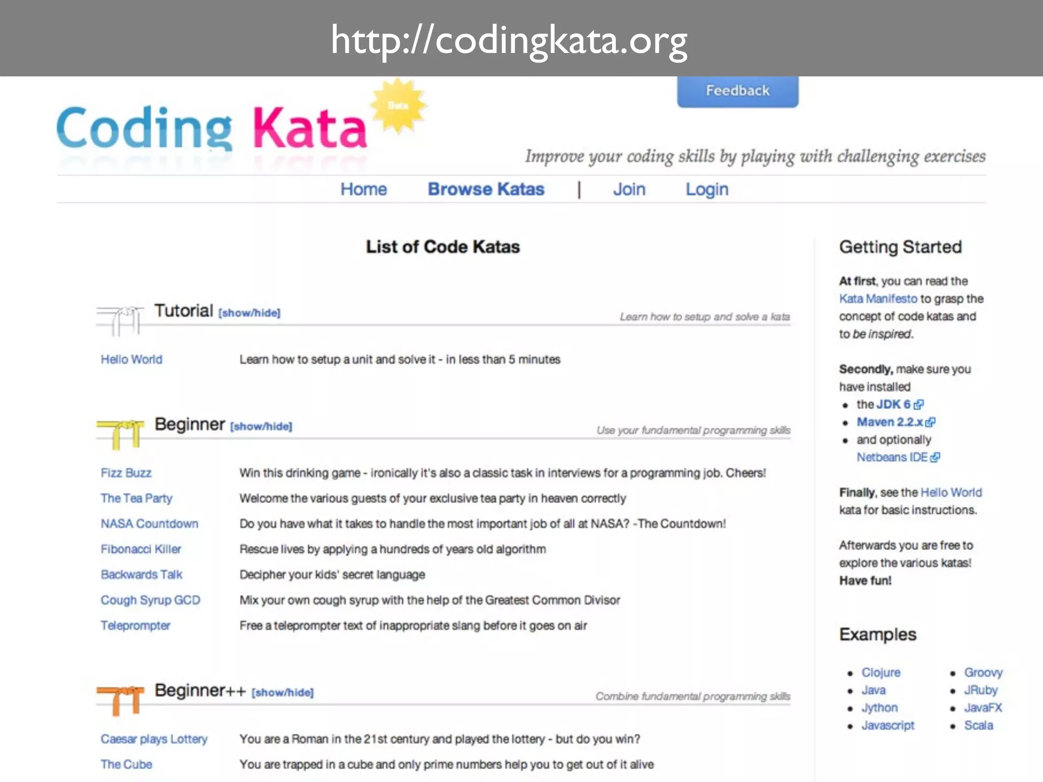 http://codingkata.org
 