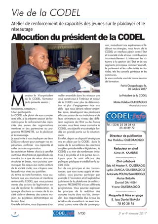 2 N°00 3è
et 4è
trimestre 2017
Vie de la CODEL
M
onsieur le Vice-président
de la CODEL, formateur
de la présente session ;...