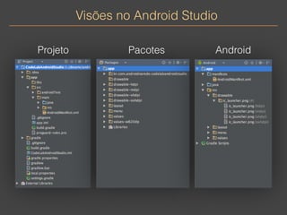 Visões no Android Studio 
Projeto Pacotes Android 
 