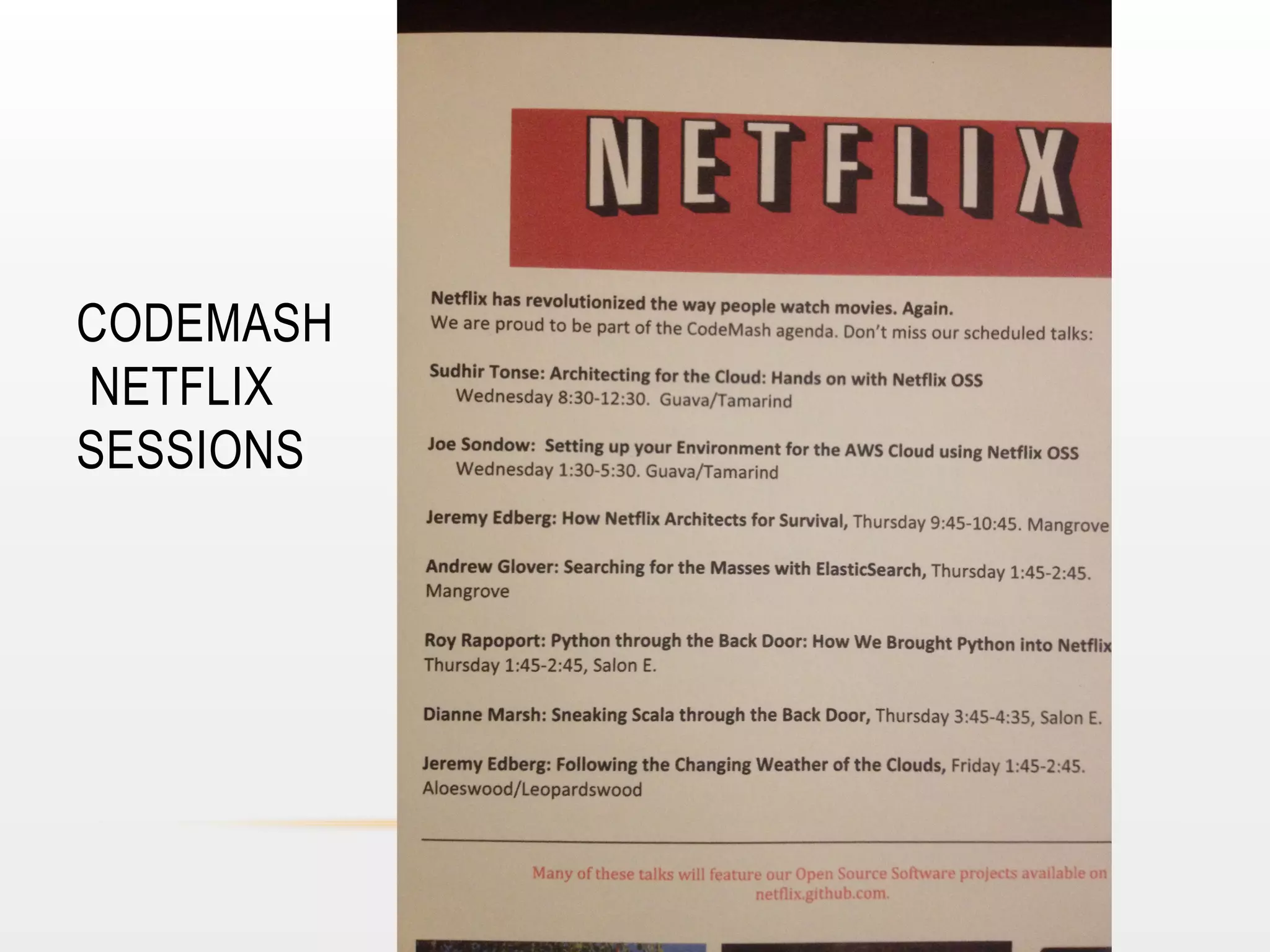CODEMASH
NETFLIX
SESSIONS

 