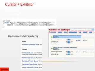 Curator + Exhibitor: Distributed Sync & Coordination
Services
(Zookeeper)

http://curator.incubator.apache.org/

@stonse

 