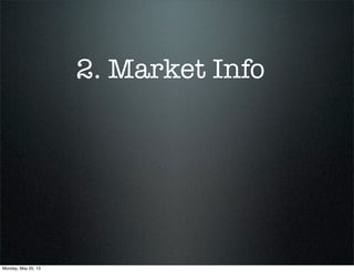 2. Market Info
Monday, May 20, 13
 