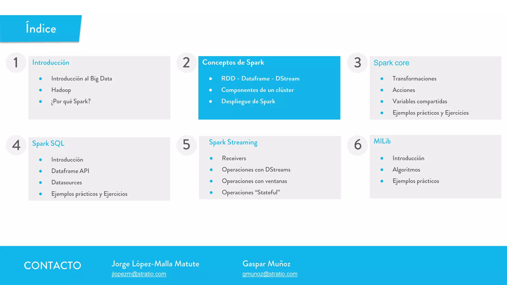 jlopezm@stratio.com gmunoz@stratio.com
●
●
●
●
●
●
●
Spark core
●
●
●
●
●
●
●
●
●
●
●
●
●
●
 