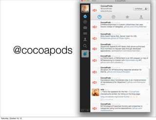 @cocoapods

Saturday, October 19, 13

 